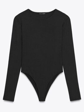 Zara Black Long Sleeve Polyamide Bodysuit